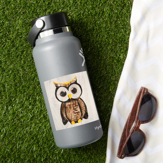 Wood - owl - Wood - owl Sticker
