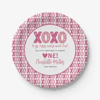 XOXO Hugs & Kisses Valentine's Day 1st Birthday Paper Plates