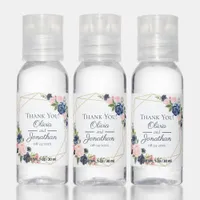 Blush and Blue Floral Geometric Wedding Favors Hand Sanitizer