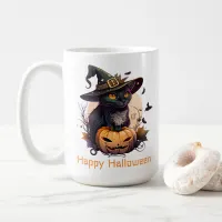 Happy Halloween Black Cat Jack-o-Lantern Coffee Mug