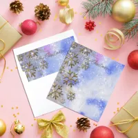 Winter Wonderland With Gold Glittery Snowflakes Envelope Liner