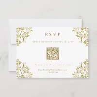 Elegant Gold Vintage Wedding QR Code RSVP Card