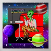 1970's Retro Extraterrestrial in Disco Lounge Poster