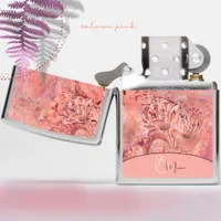 Chic Girly Salmon Pink Flowers  Zippo Lighter