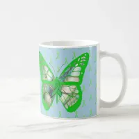 Blue and Green Lyme Disease Awareness Butterfly Coffee Mug