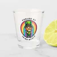 Happy St Patrick's Day Leprechaun with Green Beer Shot Glass