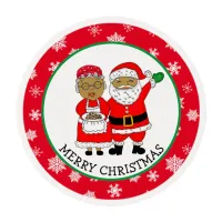 Mr and Mrs Claus, African-American Santa Christmas Edible Frosting Rounds