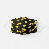 Hawaiian Hibiscus Flower Yellow Black Adult Cloth Face Mask