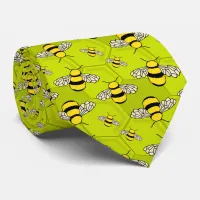 Cartoon Bees on Honeycomb Cute Neck Tie