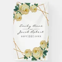 Elegant Gold Glitter Geometric Yellow Floral Banner