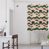 Pink, Green, Black and Gold Wavy Striped  Blackout Curtains