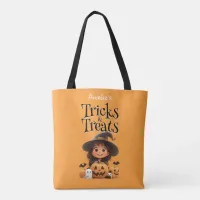 Cute Cartoon Witch Ghosts Pumpkins Trick & Treat Tote Bag