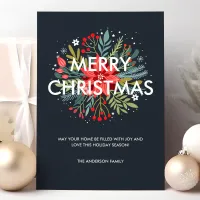 Merry Christmas Modern Foliage Holiday Card