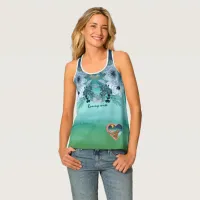 Blue Green Floral  Tank Top