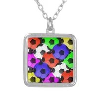 Multicolored American Soccer or Football Silver Plated Necklace