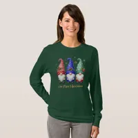 Festive Trio of Christmas Gnomes with Snowflakes T-Shirt