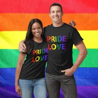 Pride Love Rainbow Flag Typography T-Shirt