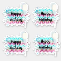 Set of 4 Pastel Stylish Chevron Happy Birthday Sticker