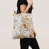 Cozy Autumn Floral Botanical Print Tote Bag