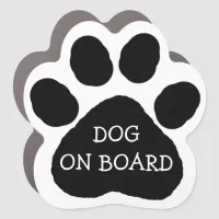 Dog on Board Paw Print  Car Magnet