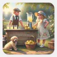 Old-Fashioned Lemonade Stand Old-Fashioned Summer Square Sticker