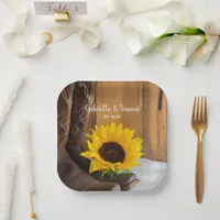 Country Sunflower Western Wedding Paper Plates