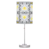 Yellow Grey White Arabesque Geometric Pattern Table Lamp