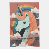 Unicorn under Rainbow & Among Hearts Kitchen Towel