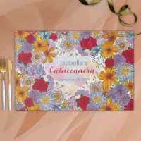 Classy Bohemian Floral Quinceañera Paper Placemat