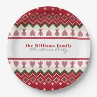 Ugly Sweater Knitted Hygge Angels Hearts Christmas Paper Plates