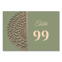 Elegant Modern Sage green & gold classic mandala T Table Number