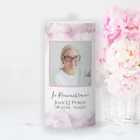 Pink Hydrangeas Watercolor Funeral Memorial Pillar Candle