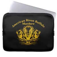 Gold Bison Stampede in a Wild Prairie Setting Laptop Sleeve