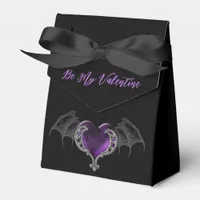 Goth Purple Heart With Bat Wings Personalize Favor Boxes