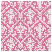 Trendy Hot Pink Baroque Damask Pattern Fabric