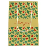 Pattern Filled Hearts Medium Gift Bag