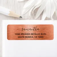 Orange Coral Brushed Metallic Elegant Name Label