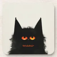 Grumpy Black Cat Beverage Coaster