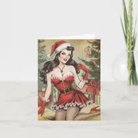 Retro Pinup Lady Sexy Mrs. Claus Christmas Card