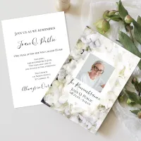 White Hydrangeas Watercolor Death Anniversary Invitation