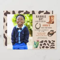 Western Cowboy Rodeo Boys Photo Birthday Invitation