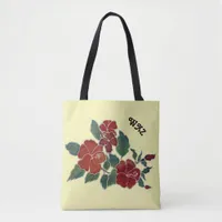 Tote Bag (ao) - Hibiscus Blossoms and Initals