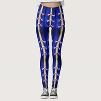 Industrial Urban Royal Blue Abstract Design Leggings