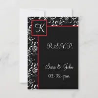 Red Black Damask Wedding Invitations