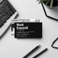 Black and White IT Technology Consultant Business  Business Card