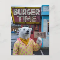 A Hungry Polar Bear in a Polka Dot Jacket Postcard