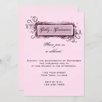 Pink Abstract Floral Graduation Party Invitation