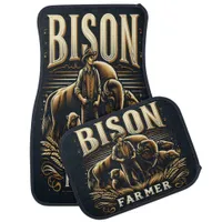 Bison Farmer With Gentle Giants in Golden Fields Car Floor Mat