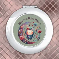 Mystical Boho Magic Maroon | Compact Mirror
