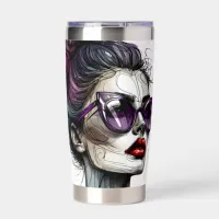Pretty Woman in Sunglasses and Purple Lipstick Insulated Tumbler